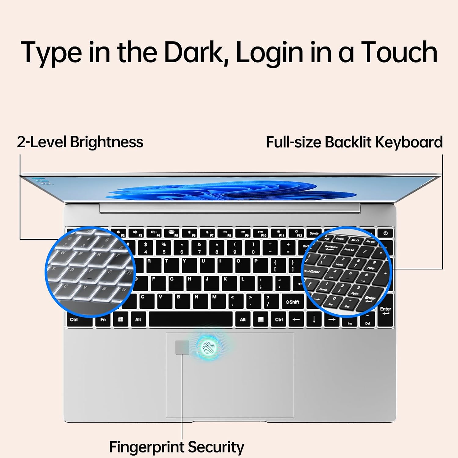 2026 New 15.6'' Laptop Windows 11 Pro, Intel Core i3-7020U, 8GB RAM, 256GB SSD, 1080p FHD Display, Backlit Kerboard, Fingerprint, Office 365, WiFi5, BT5, Webcam, Mini-HDMI, USB3.2, TF Card Slot