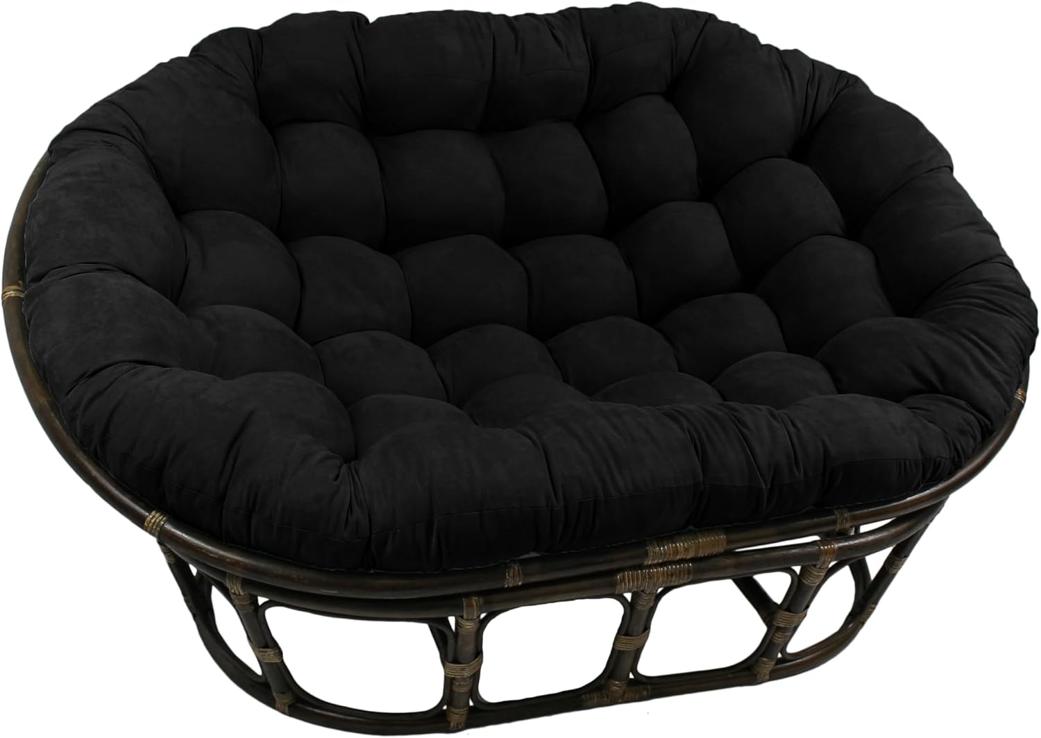 Blazing Needles Solid Microsuede Double Papasan Chair Cushion, 48' x 6' x 65', Black