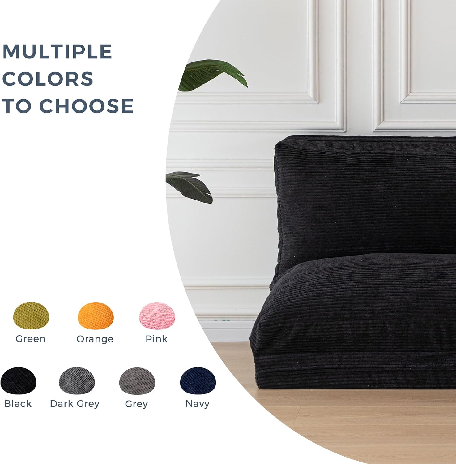 MAXYOYO Folding Sofa Bed, Extra Thick and Long Floor Sofa Convertible Sleeper Chair with Washable Cover, Floor Couch Lounge Bean Bag Bed for Living Room, Black, 39x95 Inch