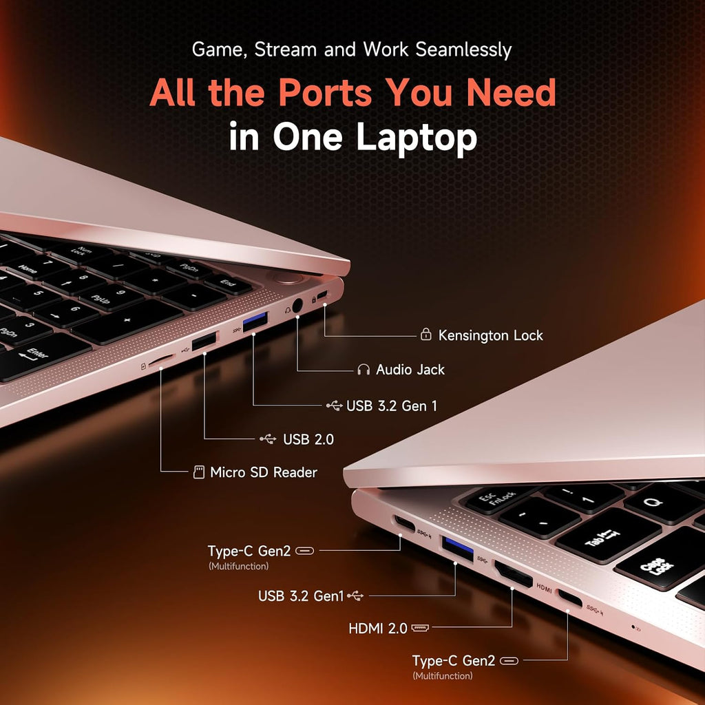 NIMO 15.6' IPS FHD Gaming-Laptop, AMD 8 Cores Ryzen 7 7735HS 64GB DDR5 RAM 2TB SSD (Beats i7-12650H, Up to 4.75GHz) Computer with Radeon 680M 100W Type-C Backlit Keyboard Fingerprint Unlock, Rose Gold