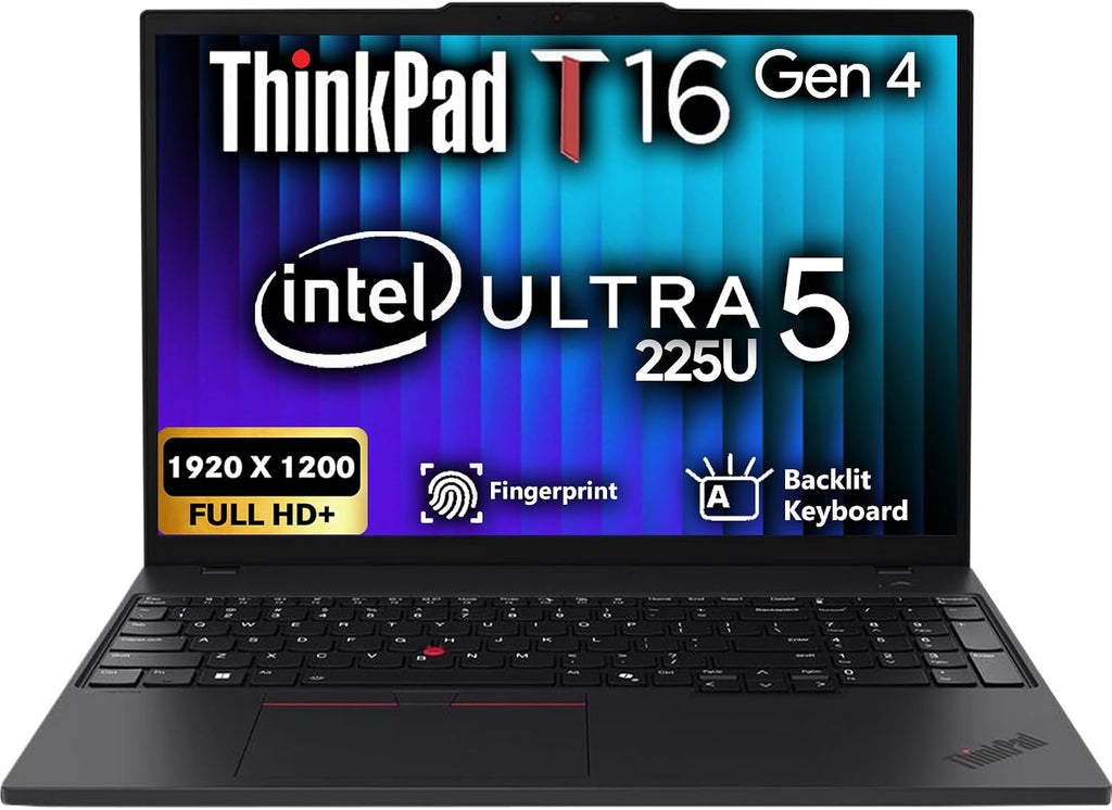 Oemgenuine Lenovo ThinkPad T16 Gen 4 16 FHD+ Display, Intel Ultra 5 225U, Customized Laptop, 16GB / 32GB / 64GB RAM, 512GB / 1TB / 2TB SSD, WiFi 6E, Backlit KB, FP Reader, W11P, AI Business Laptop