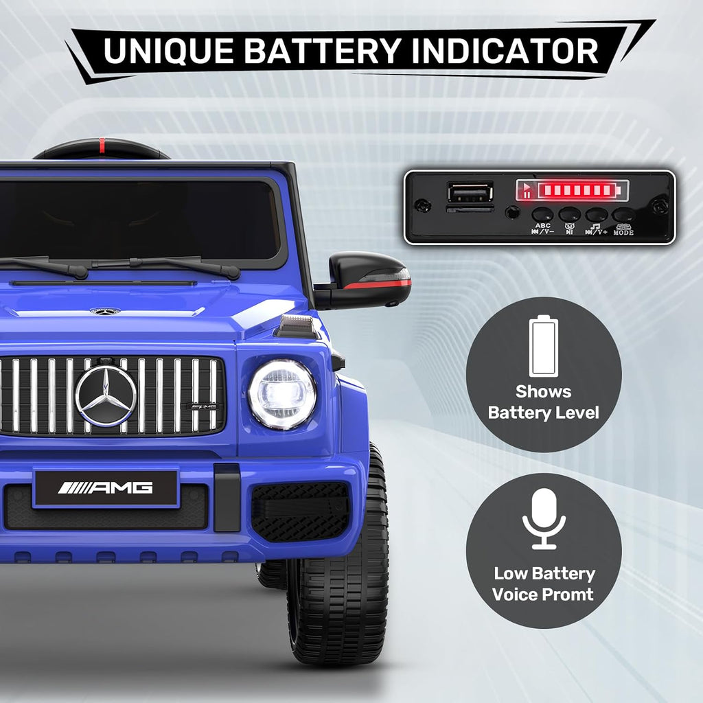 ANPABO Licensed Mercedes-Benz G63 Car for Kids, 12V Ride on Car w/Parent Remote Control, LED Headlights, Music Player/Bluetooth & Horn, Soft Start, Low Battery Prompt, Kids Electric Car, Blue