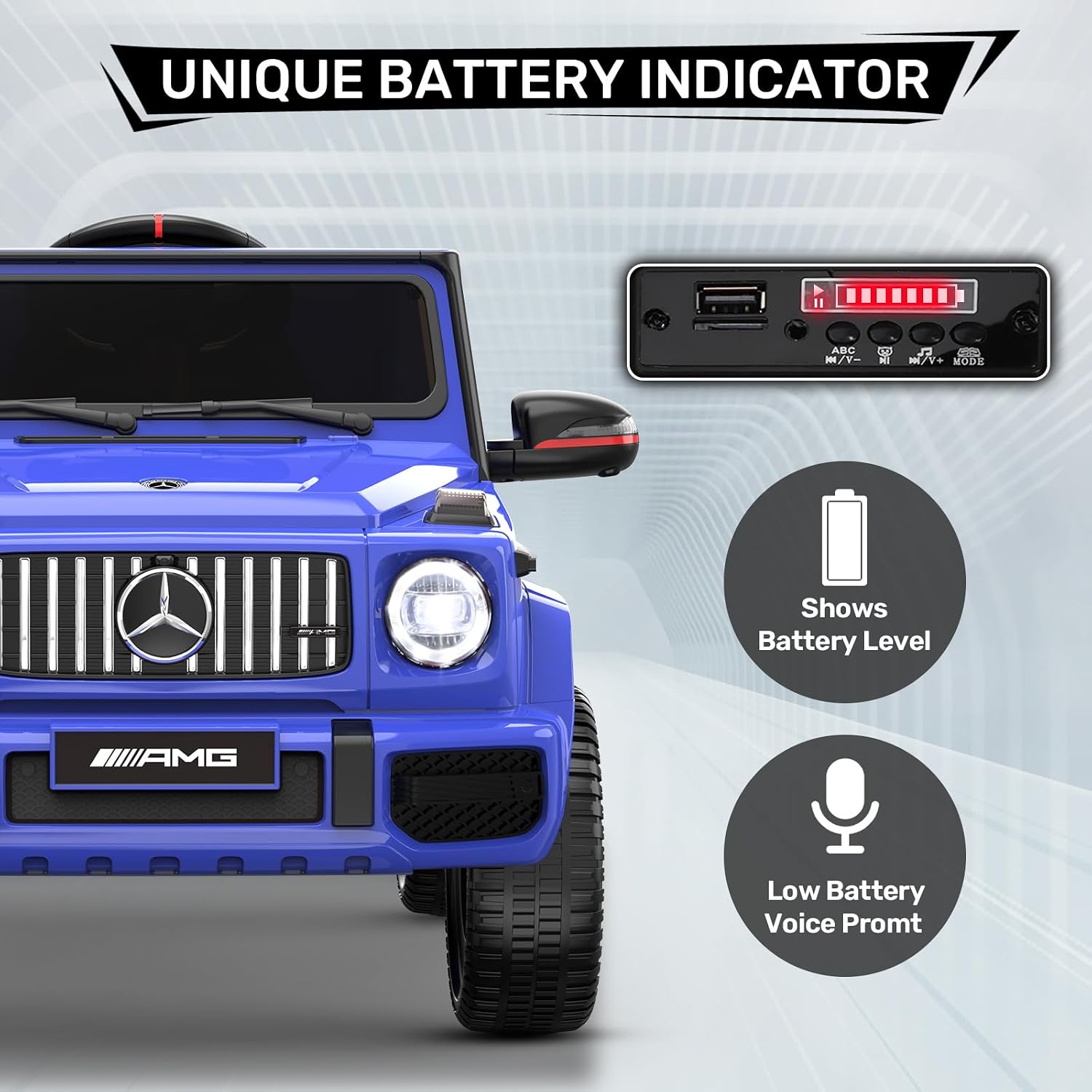 ANPABO Licensed Mercedes-Benz G63 Car for Kids, 12V Ride on Car w/Parent Remote Control, LED Headlights, Music Player/Bluetooth & Horn, Soft Start, Low Battery Prompt, Kids Electric Car, Blue