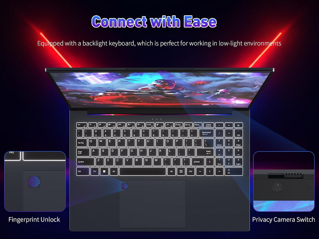 KurieTim 16' FHD Laptop for Business - Intel i7-13620H (10C/16T, Up to 4.9GHz), 32GB RAM, 1TB NVMe SSD Windows 11 Pro Laptops, Backlit KB, Privacy Camera, USB-C, Fingerprint Reader, High-Performance