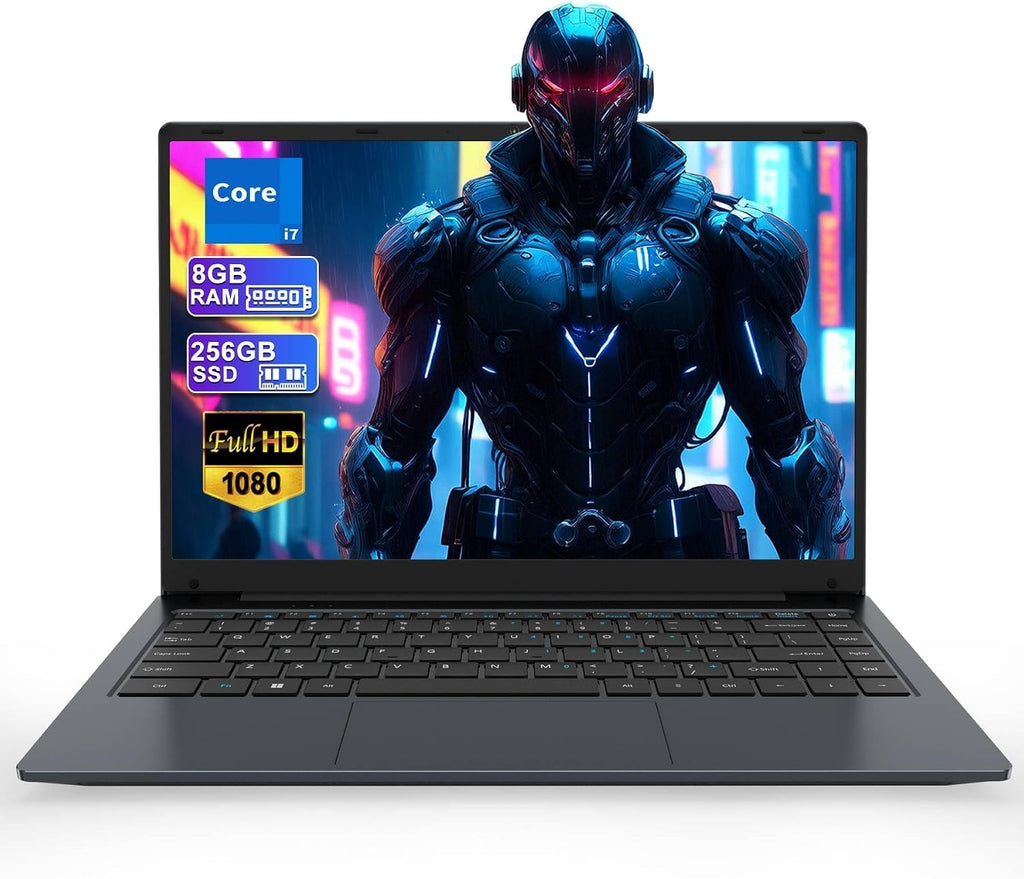 14.1' Laptop, Laptop Computer Core i7 Processor(Up to 2.7GHz), Student Laptop 8GB DDR3 256GB SSD, FHD IPS Laptop PC Wifi5 BT4.2 USB3.0 * 3 Ethernet Port*1 HDMI*1 SD Slot*1 Audio Jack*1