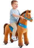 PonyCycle Kids Horse Ride on Toys Plush Interactive Riding Horse No Battery Required for Toddlers 3-4 Walking Rocking Horse Giddy up Riding Gifts Toys Brown E337