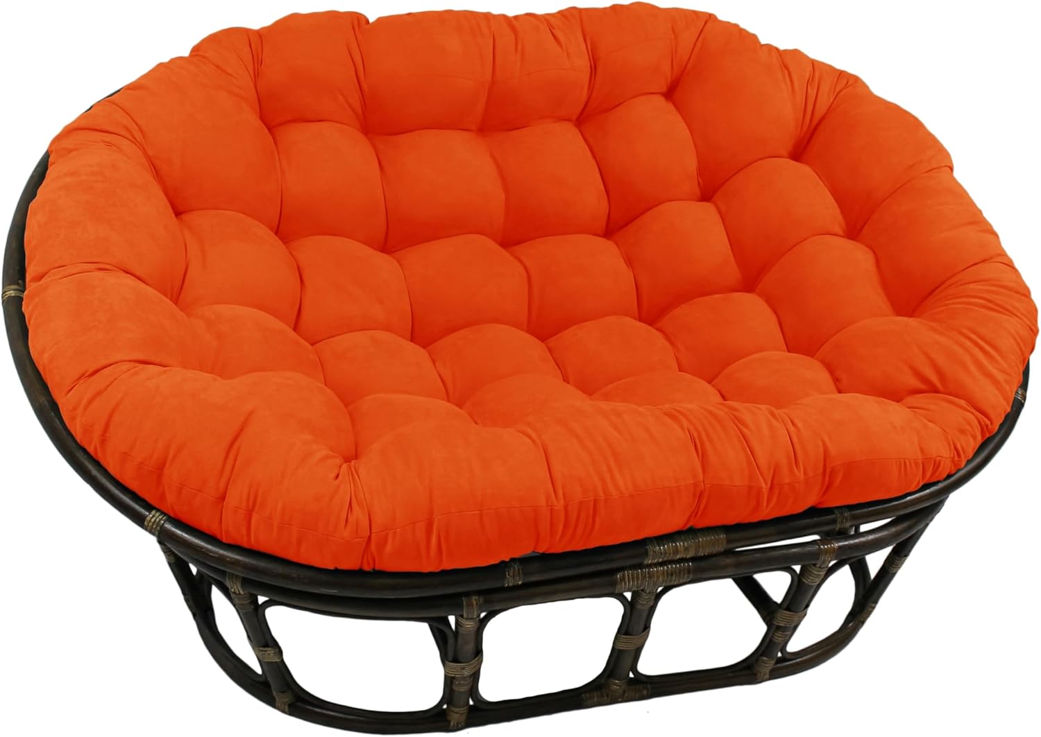 Blazing Needles Solid Microsuede Double Papasan Chair Cushion, 48' x 6' x 65', Tangerine Dream