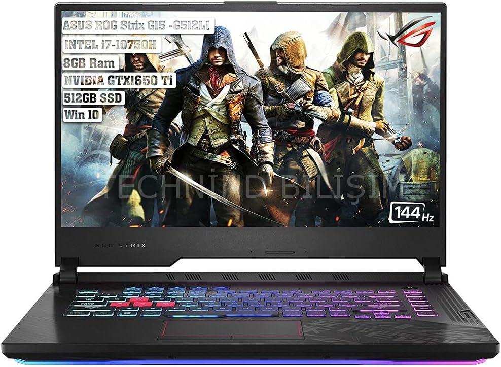Asus ROG Strix G15 15.6' Full HD 144Hz Gaming Notebook Computer, Intel Core i7-10750H 2.6GHz, 8GB RAM, 512GB SSD, NVIDIA GeForce GTX 1650 Ti 4GB, Windows 10 Home, Electro Punk