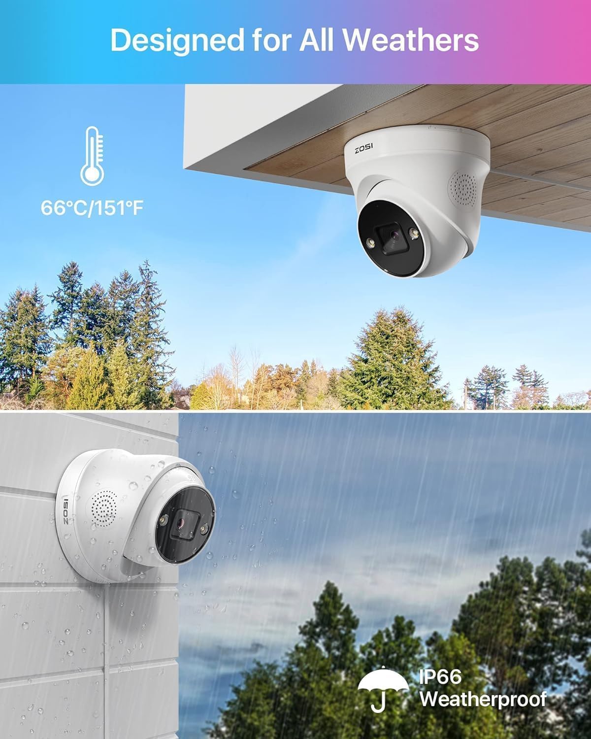 ZOSI 4-Pack 4K 8MP PoE Add-On Security Cameras with Ethernet Cables,Outdoor Indoor Camera with Person Vehicle Detection,Night Vision,2-Way Audio,Only Compatible with Same Brand 4K PoE NVR Systems