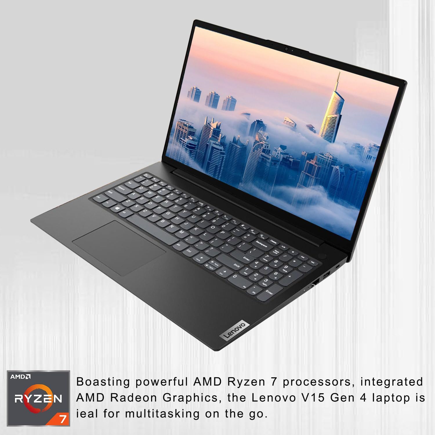 Lenovo V-Series V15 Business Laptop, 15.6' FHD Display, AMD Ryzen 7 7730U, 16GB RAM, 512GB SSD, Numeric Keypad, HDMI, RJ45, Webcam, Wi-Fi 6, Windows 11 Pro, Grey (Renewed)