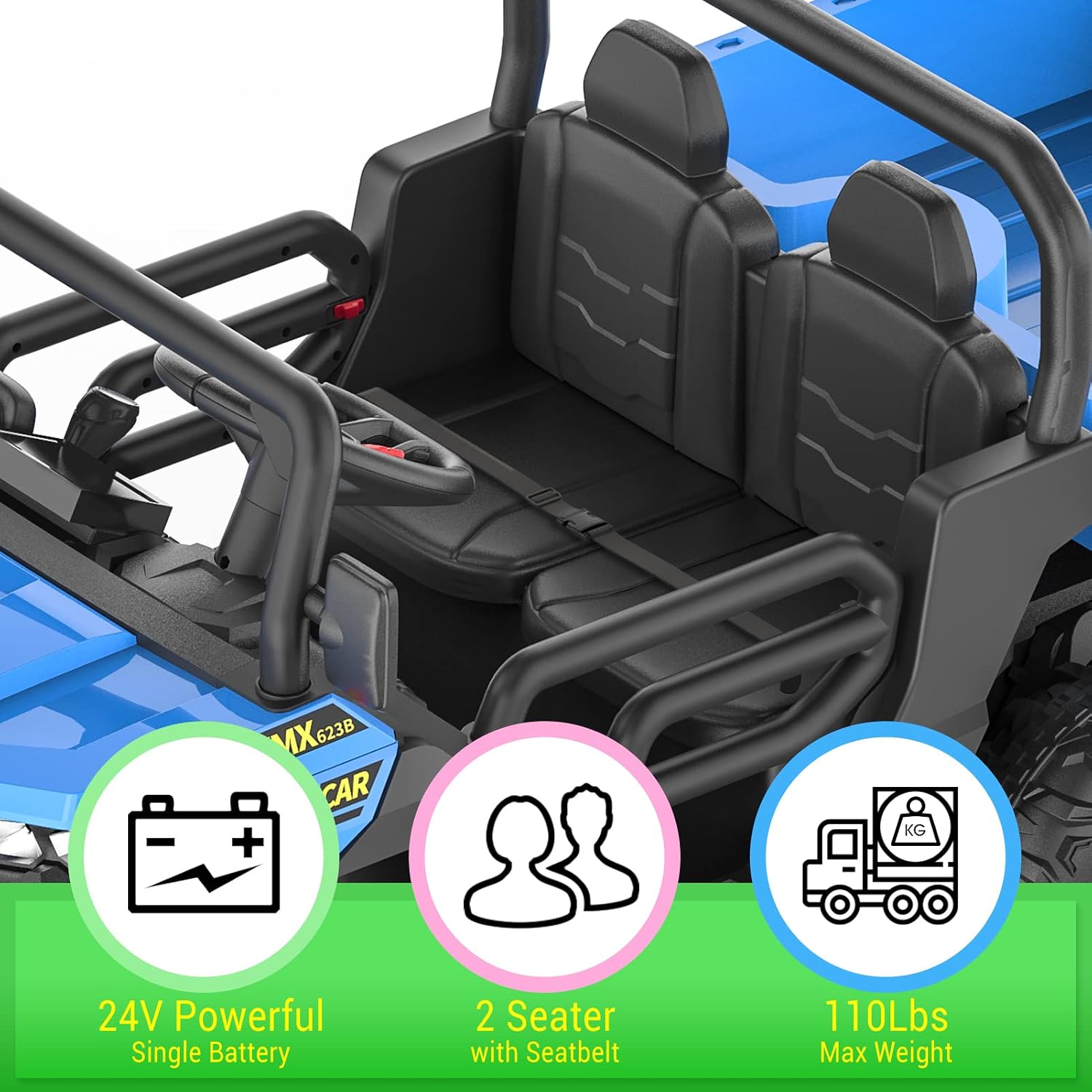Hetoy 24V 2-Seater Ride On Dump Truck with Parent Remote Control, 4WD 6-Wheel Electric Car for Big Kids, UTV Style Dump Bed & Music Horn, ASTM/CPSIA Certified (Ages 3+)