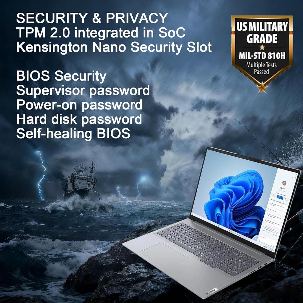 Lenovo ThinkBook 16 Gen 7 Business Laptop (16' FHD+ Anti-Glare, AMD Ryzen 5 7533HS (> i7-1255U), 32GB DDR5 RAM, 1TB SSD), Fingerprint Reader, Webcam, Ethernet, Wi-Fi 6, Win 11 Pro w/ Copilot, Grey