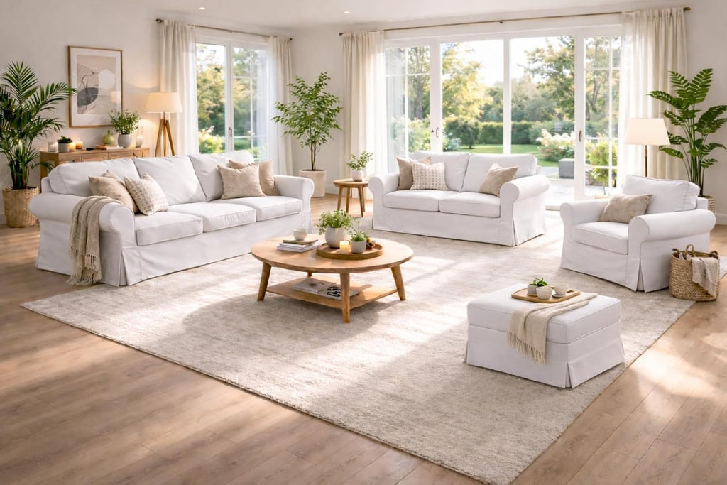 Cotton Ektorp Loveseat Cover Replacement is Made Compatible for IKEA Ektorp Loveseat Sofa Slipcover(White Loveseat)