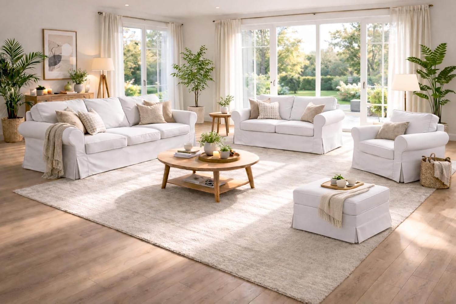 Cotton Ektorp Loveseat Cover Replacement is Made Compatible for IKEA Ektorp Loveseat Sofa Slipcover(White Loveseat)