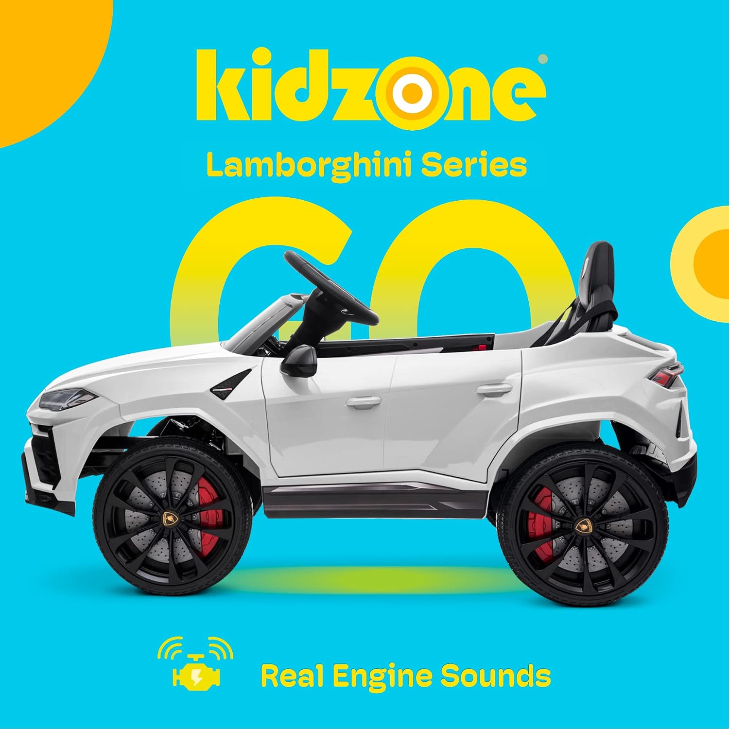 Kidzone Ride On Car 12V Lamborghini Urus Kids Electric Vehicle Toy w/Parent Remote Control, Horn, Radio, Port, AUX, Spring Suspension, Opening Door, LED Light - White