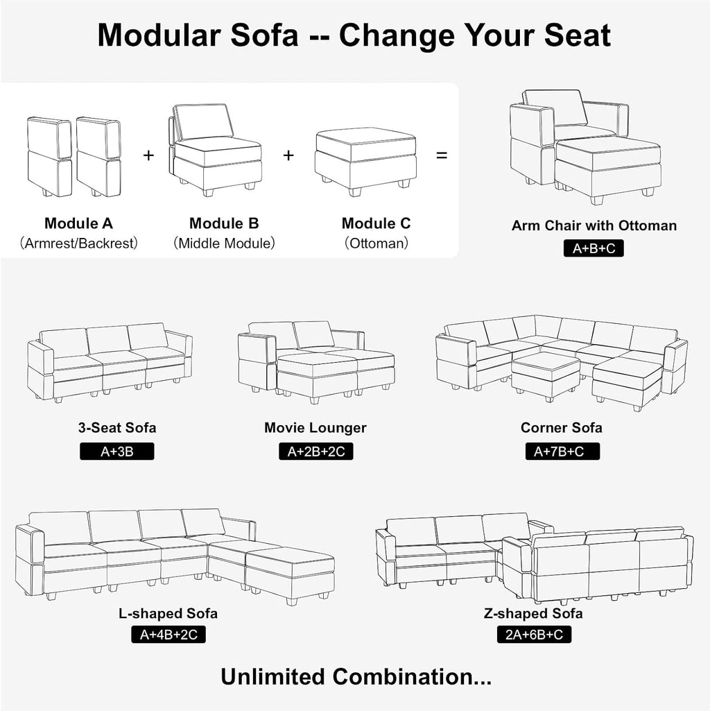 Belffin Modular Sofa Armrest Backrest Module for Modular Sectional Sofa Couch Side Armrest, Backrest Velvet Black