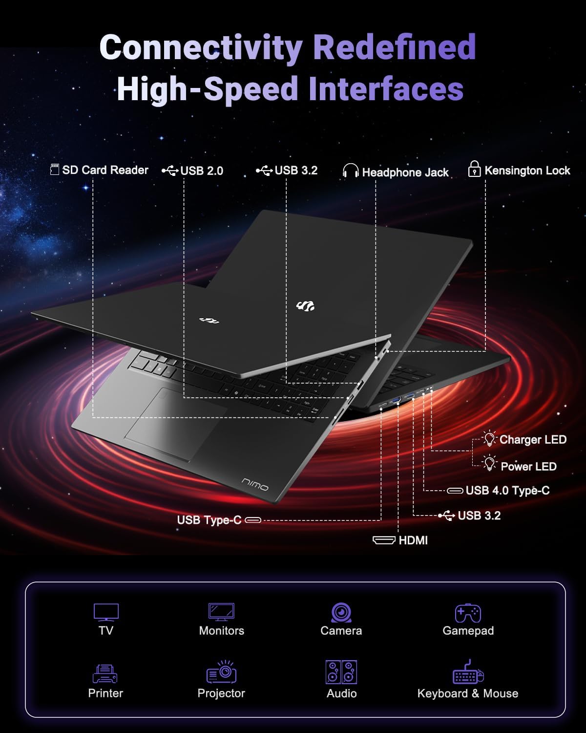 NIMO 17.3' Light-Gaming-Laptop, 8 Cores AMD Ryzen 7 8745HS 16GB DDR5 RAM 1TB SSD (Beat R9 6900HX, up to 4.9GHz) Radeon 780M Graphics IPS FHD Computer with 100W Type-C Backlit Keyboard, Fingerprint