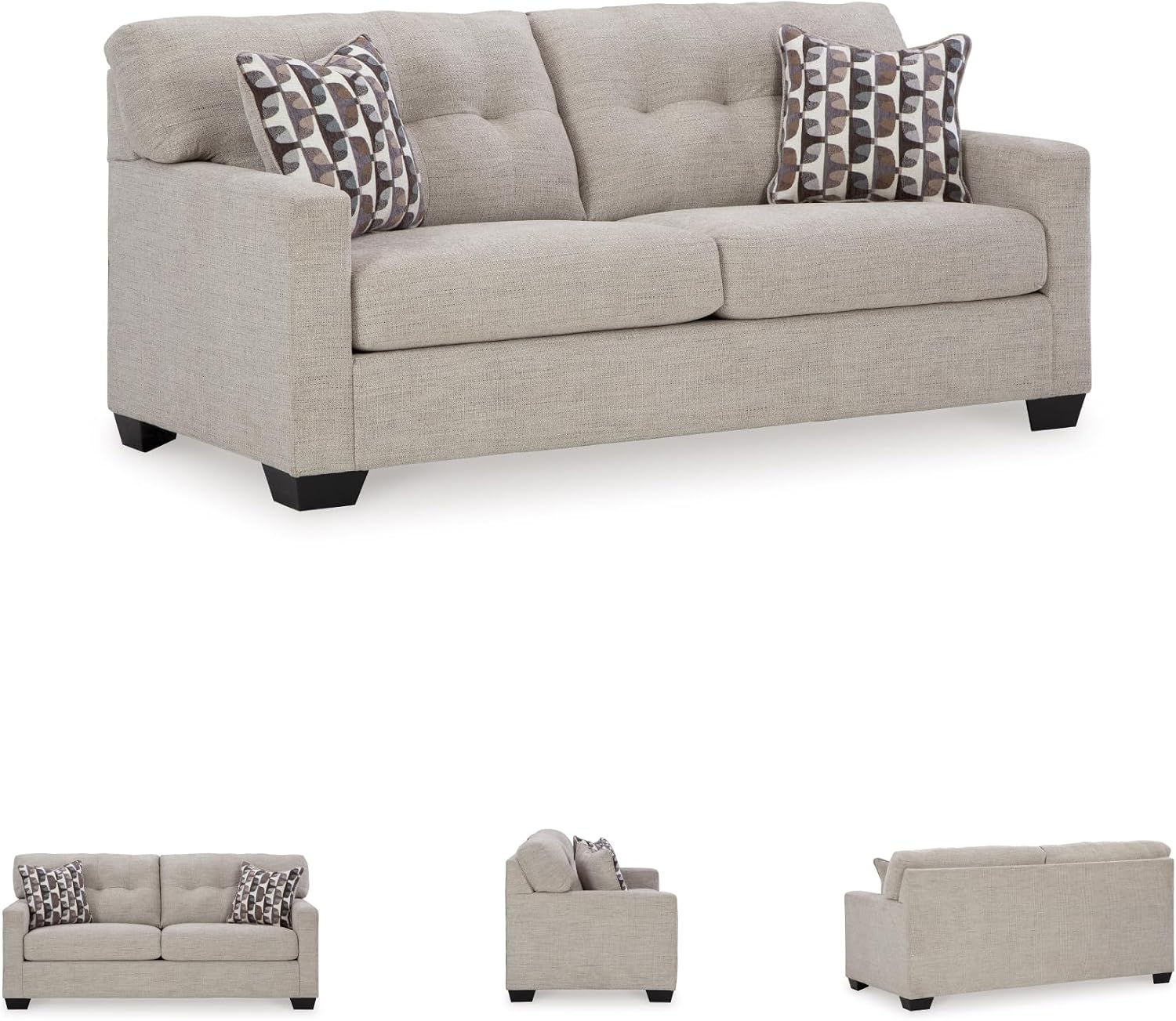 Signature Design by Ashley Mahoney Contemporary Tufted Sofa, Beige