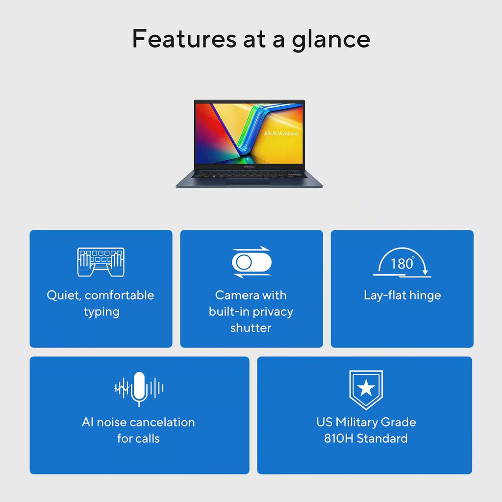 ASUS Vivobook 14' FHD Laptop for for Student Business 2025, AI-Powered Computer, 6-Core Intel i3, 16GB RAM & 1TB Storage (512GB SSD + 500GB Ext), HubxcelAccessory, WiFi, Win 11 Pro, Lifetime MS Office