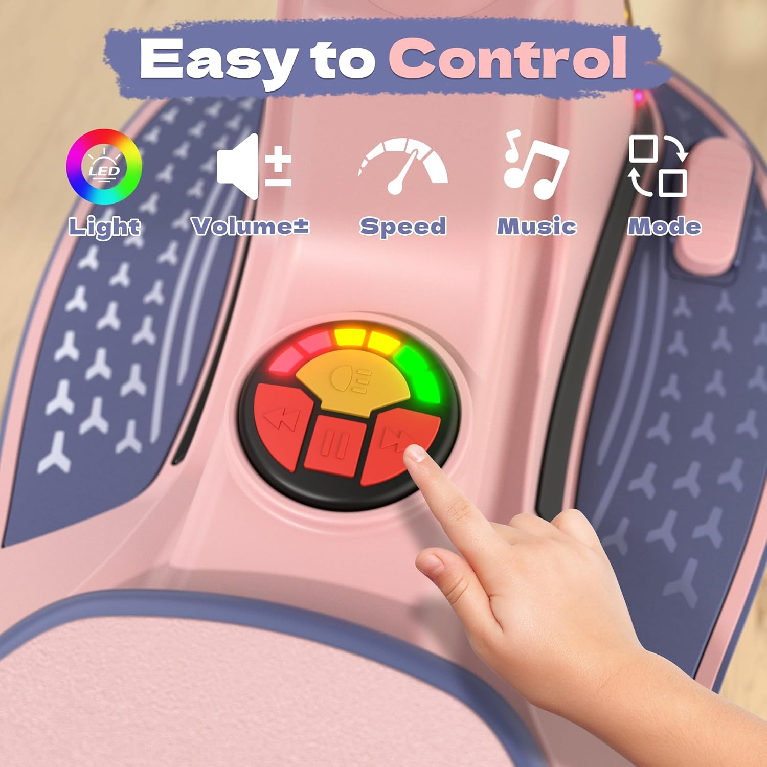 ANPABO 12V Electric Wiggle Car with Pedals, 2 Seater, 2x75W Motor, Music & Bluetooth, Ride On Toy for Kids Ages 3+, 170 Lbs, Pink