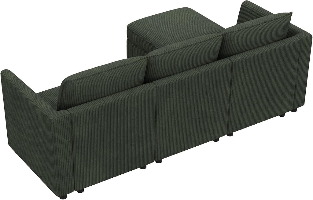 HONBAY Modular Sectional Sofa with Storage L Shaped Sectional Sofa, Convertible Couches for Living Room - Green