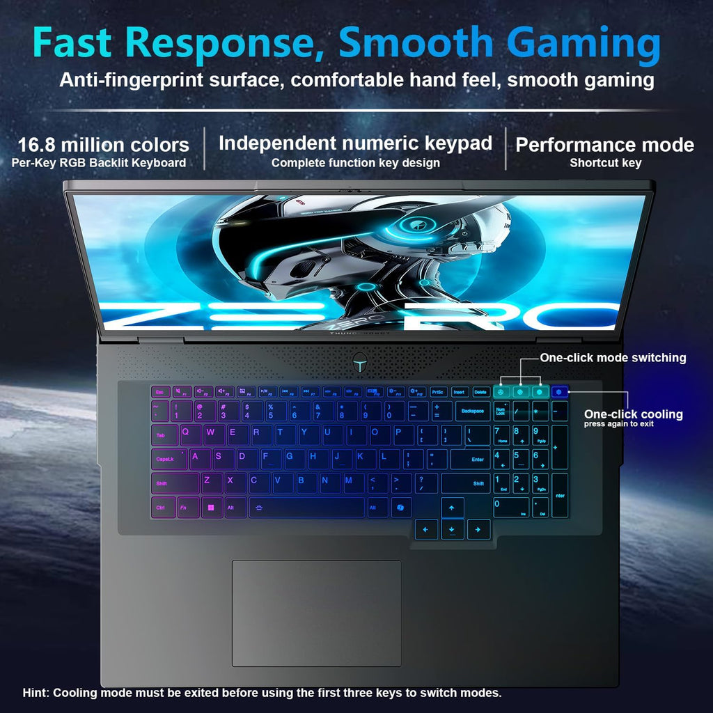 Thunderobot Zero 18 Pro 5080 Gaming Laptop, 18' QHD+ 240Hz 2.5K Hummingbird Display, Core Ultra 9 275HX, GeForce RTX 5080, 32GB DDR5, 1TB SSD, Per-Key RGB, FHD IR Camera, Wi-Fi 6E, Win 11 Home