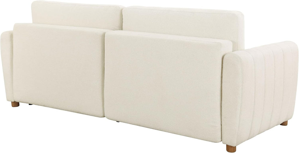 Serta Galway 91.7' Convertible Sleeper Sofa, Queen Size, Wall-Hugging Dreamglide Mechanism, Dreamcoil Comfort, Boucle Fabric, Ivory