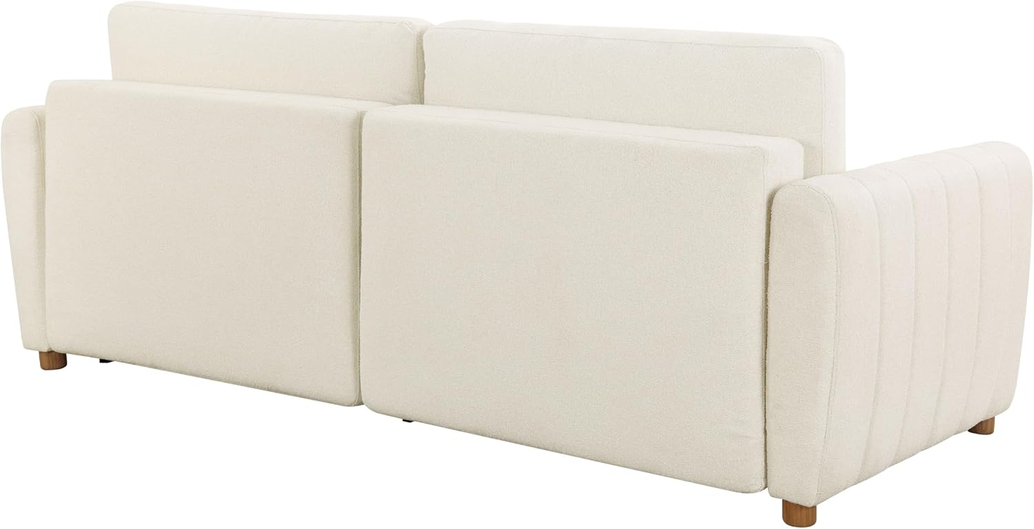 Serta Galway 91.7' Convertible Sleeper Sofa, Queen Size, Wall-Hugging Dreamglide Mechanism, Dreamcoil Comfort, Boucle Fabric, Ivory