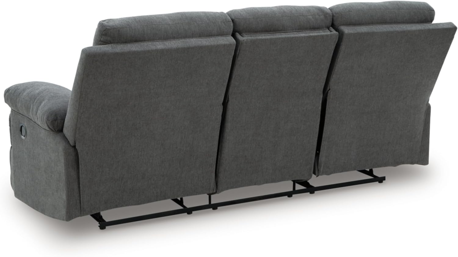 Signature Design by Ashley Yarrow Lane Classic Chenille Manual Pull Tab Reclining Sofa with Drop Down Table and USB Charging, Gray
