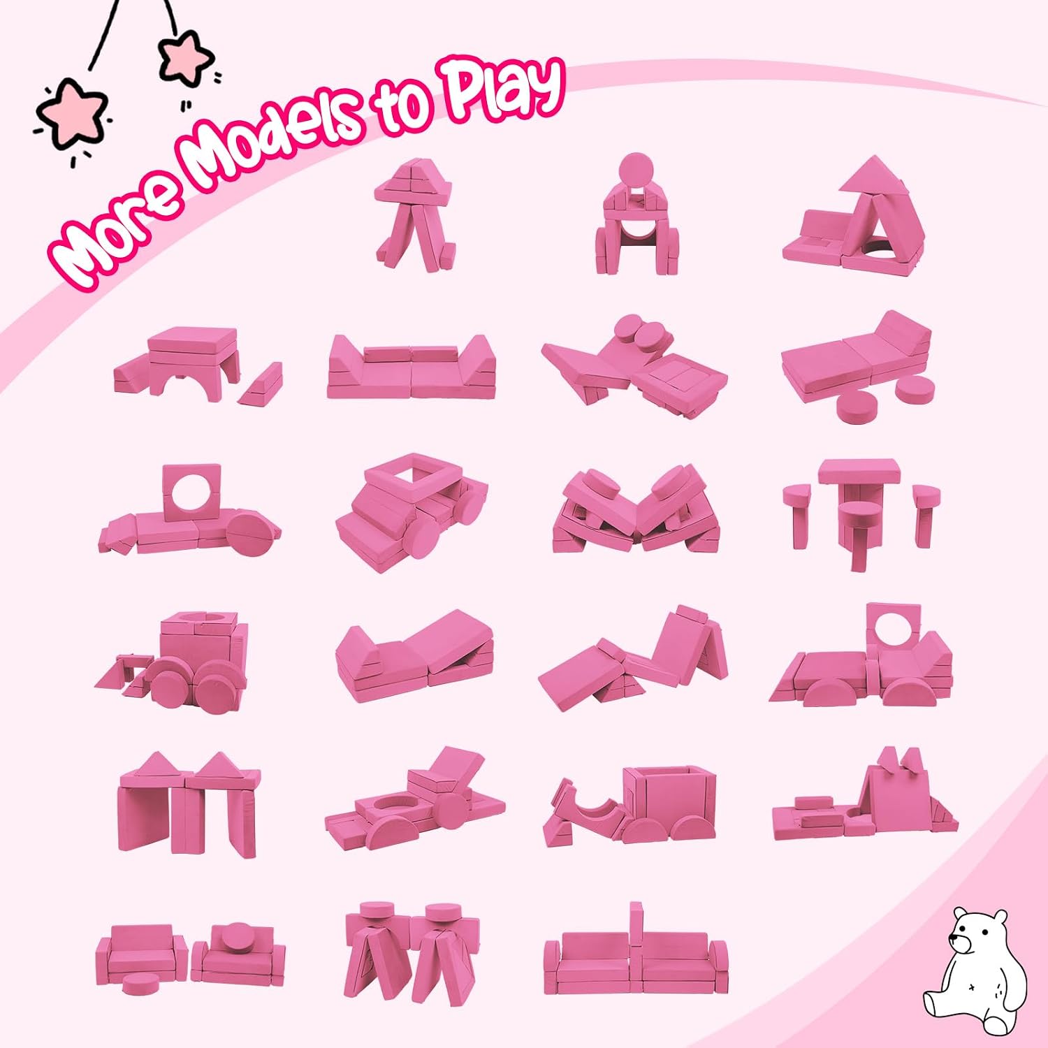 Edbuosy 22Pcs Modular Kids Play Couch - Kids Couch for Playroom Bedroom Living Rooms Toddler Sofa for Inspiring Child Creativity，Children Convertible Foam Sofa