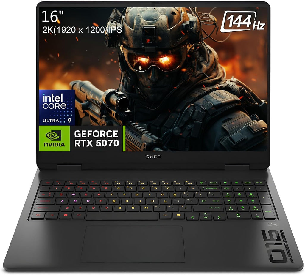 HP OMEN 16 Gaming Laptop, Intel Core Ultra 9 285H(>i9-14900), GeForce RTX 5070, 16' 144Hz IPS Copilot AI PC, 32GB DDR5 RAM, 2TB SSD, Backlit Keyboard, Windows 11 Pro Laptop Computer