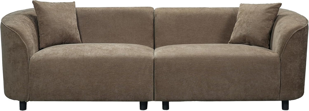 Christopher Knight Home Sabbo 87.50' Modern Sofa Couch, Wooden Home Sofa Living Room, Oversized Cloud Couch for Bedroom, Home Office, Brown