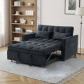 ECHINGLE Sleeper Sofa Bed, 3-in-1 Velvet Pull Out Couch with Armrests, Storage Pockets and 2 Pillows, Adjustable Backrest, Pull Out Sofa Bed Couch for Living Room, Bedroom(Black)