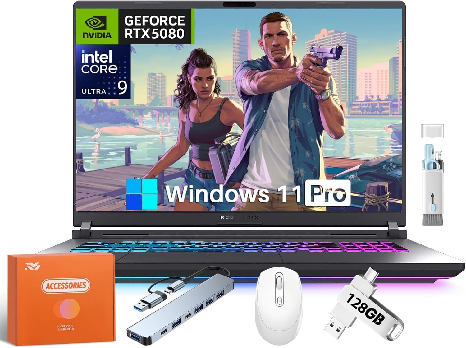 ASUS ROG Strix G18 (2025) Gaming Laptop, NVIDIA GeForce RTX5080, Intel Ultra 9 275HX, 18' ROG 2.5K 240Hz, 64 GB DDR5 RAM 2 TB SSD, Wi-Fi 7, Microsoft Copilot, Windows 11 Pro, w/Accessories