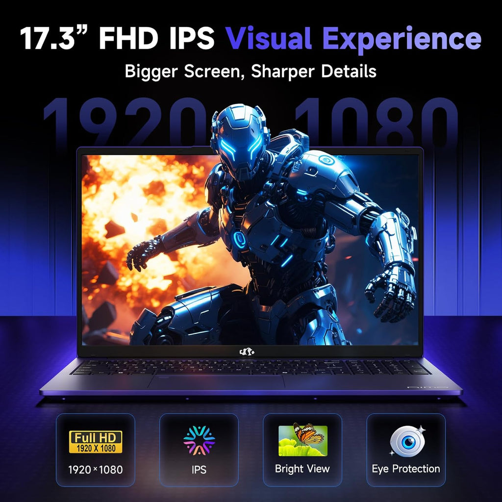 NIMO 17.3' IPS FHD-Gaming-Laptop, AMD Ryzen 5 6600H 6 Cores 16GB DDR5 RAM 1TB SSD (Beat i7-1165G7, Up to 4.5GHz) Radeon 660M GPU-Computer with 100W Type-C Backlit Keyboard Fingerprint Win 11