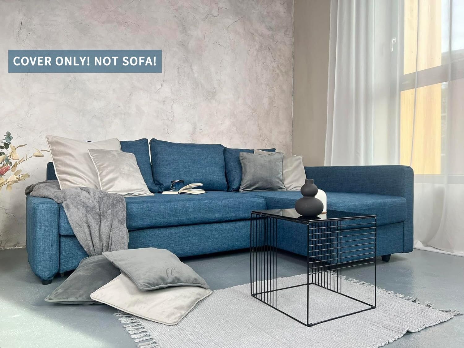 MASTERS OF COVERS Snug Fit Friheten Slipcover for The IKEA Friheten with Chaise Corner Cover, Sofa Bed Cover, Sectional Slipcover Replacement (Navy Blue)（Cover Only！Not Sofa！）