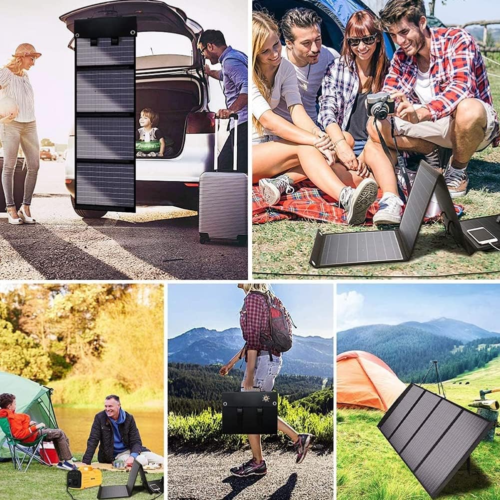 Solar Panel Kit,Solar Panels 60W Solar Panel 18V Monocrystalline Foldable Solar Charger Portable Generator for Outdoor Camping, Emergenc