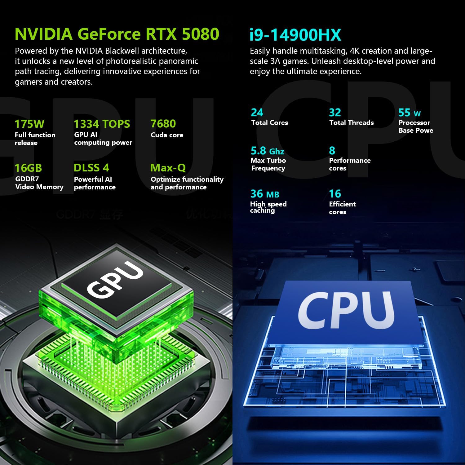 Thunderobot Radiant 16 i9 5080 2.5K Gaming Laptop | 16' QHD+ | up to 300Hz Refresh Rate | Intel Core i9-14900HX | GeForce RTX 5080 | 32GB DDR5 | 1TB SSD | RGB Backlit | Wi-Fi 6 | Win11 Home | Black