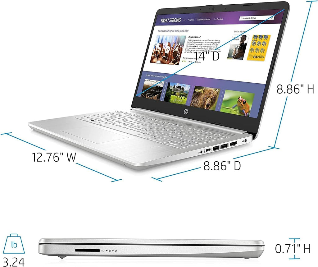 HP 2022 Newest Notebook Laptop, 14' HD Touchscreen, AMD Ryzen 3 3250U Processor, Webcam, HDMI, USB Type-C, Wireless-AC Wi-Fi 5, Bluetooth, Windows 11 Home, Silver (8GB RAM | 128GB SSD)