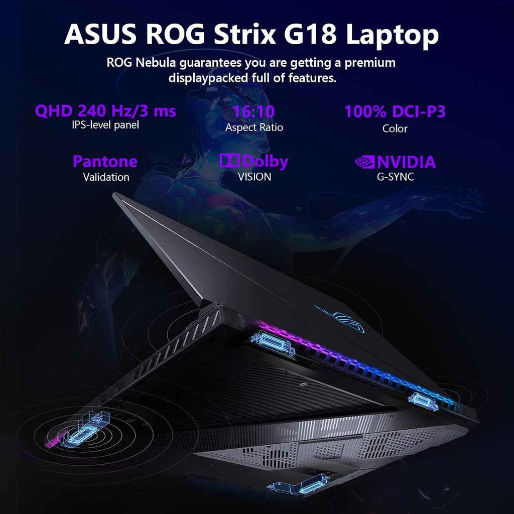 ASUS ROG Strix G18 2.5K Gaming Laptop, Nebula 18' IPS Display, 32GB DDR5, 1TB SSD, Intel i9-14900HX, GeForce RTX 4060, Per-Key RGB Backlit KYB, WiFi 6E, Windows 11 Pro + MS Office Pro