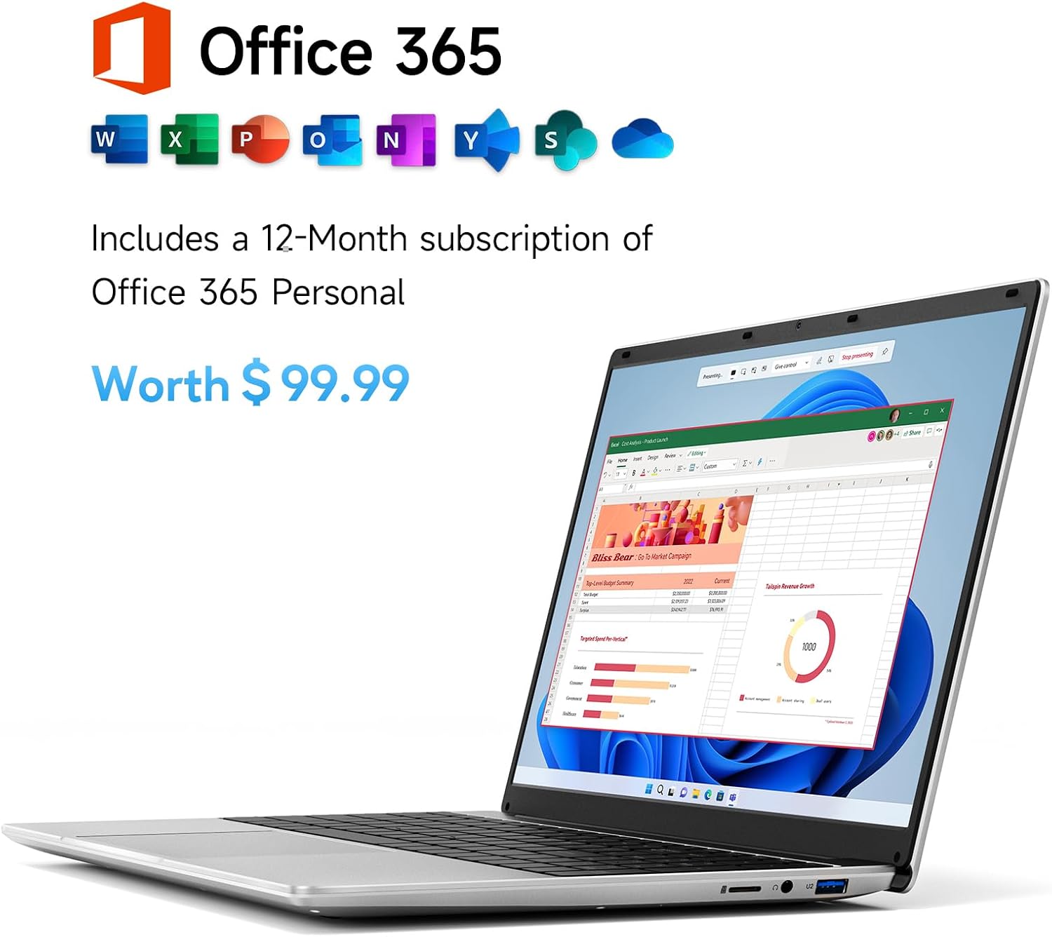 jumper 15.6' FHD Laptop, 10th Gen Intel Dual-Core Processor(1.9GHz), 12GB RAM 640GB Storage, 1 Year Office 365, Numeric Keyboard, HDMI, WiFi5, 38Wh Battery, Windows 11 Laptop for Business and Student