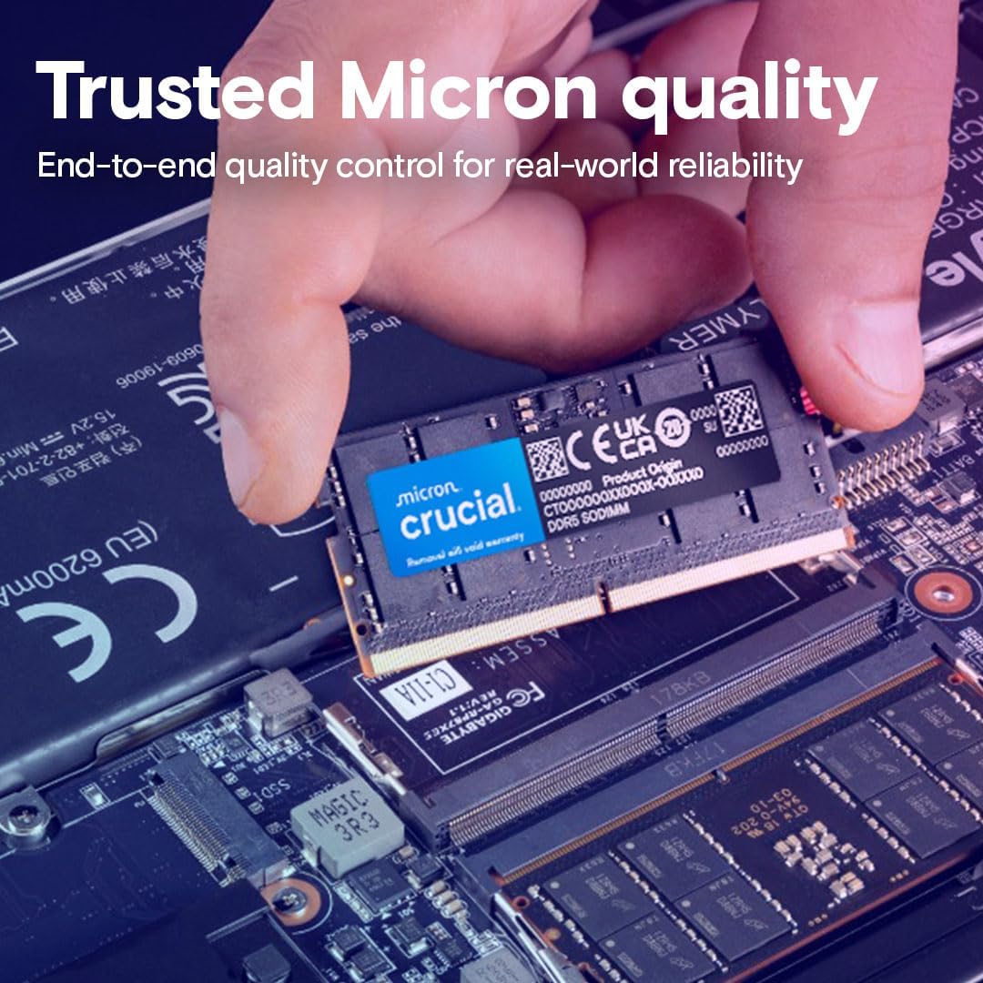 Crucial 16GB DDR5 RAM Laptop Memory Kit (2x8GB), 5600MHz (or 5200MHz or 4800MHz), SODIMM 262-Pin, Compatible with 13th Gen Intel Core and AMD Ryzen 6000 - CT2K8G56C46S5