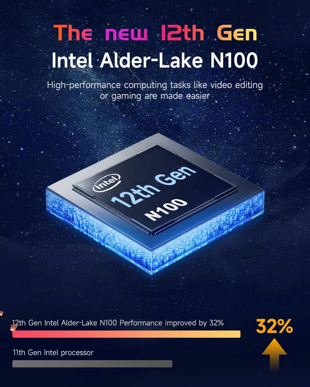 NIMO 15.6' IPS FHD-Laptop, Intel Pentium Quad Core N100 4GB RAM 128GB SSD (Beat i3-1115G4, Up to 3.4GHz) Computer with Backlit Keyboard Fingerprint Type-C Charger WiFi 6 BT5.2, for Student and Home