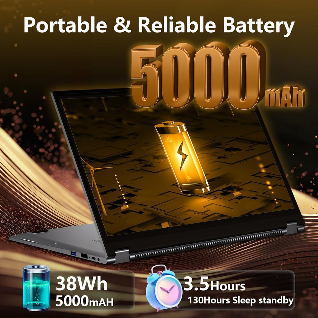 DUNHOO 15.6 Inch 2 in 1 Laptop, Touchscreen Convertible Laptop with Ryzen 3-3200U(up to 3.5GHz),16GB RAM 512GB SSD, 360° Rotating Touch Screen Laptop Computer, WIFI5 BT5.1 Backlit Keyboard