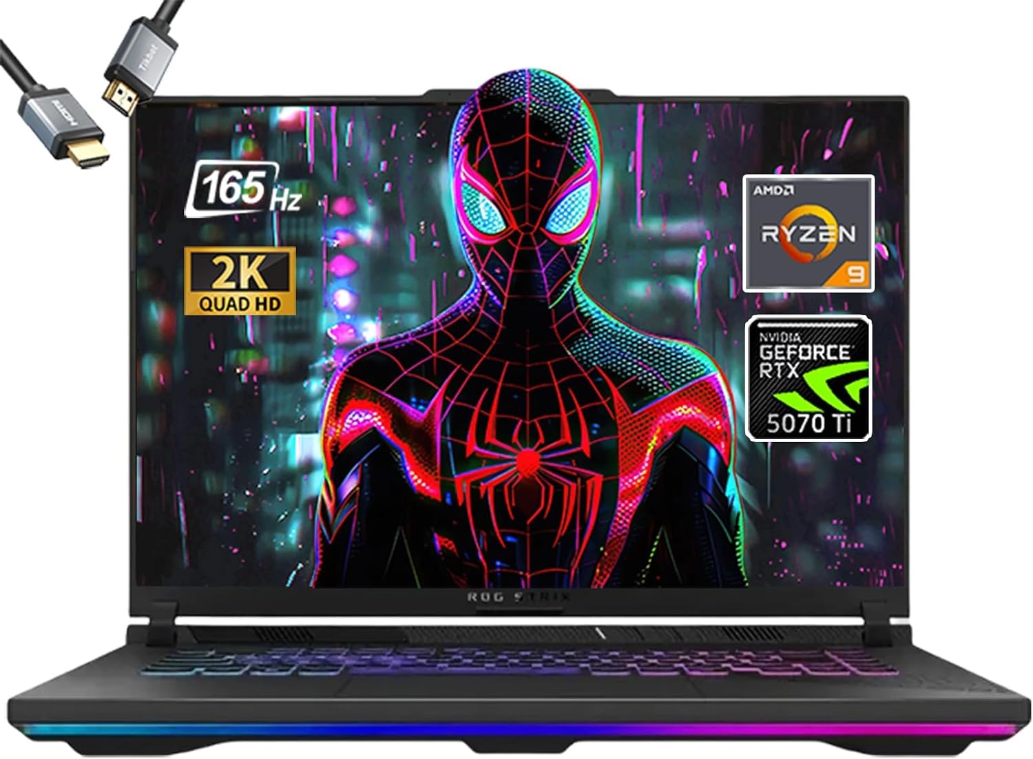 ASUS 2025 ROG Strix G16 Gaming Laptop, 16' FHD 165Hz Display, 16-Core AMD Ryzen 9 8940HX, RTX 5070 Ti (TGP 140W), MUX Switch, Window 11, w/HDMI (32GB RAM | 1TB PCIe SSD)