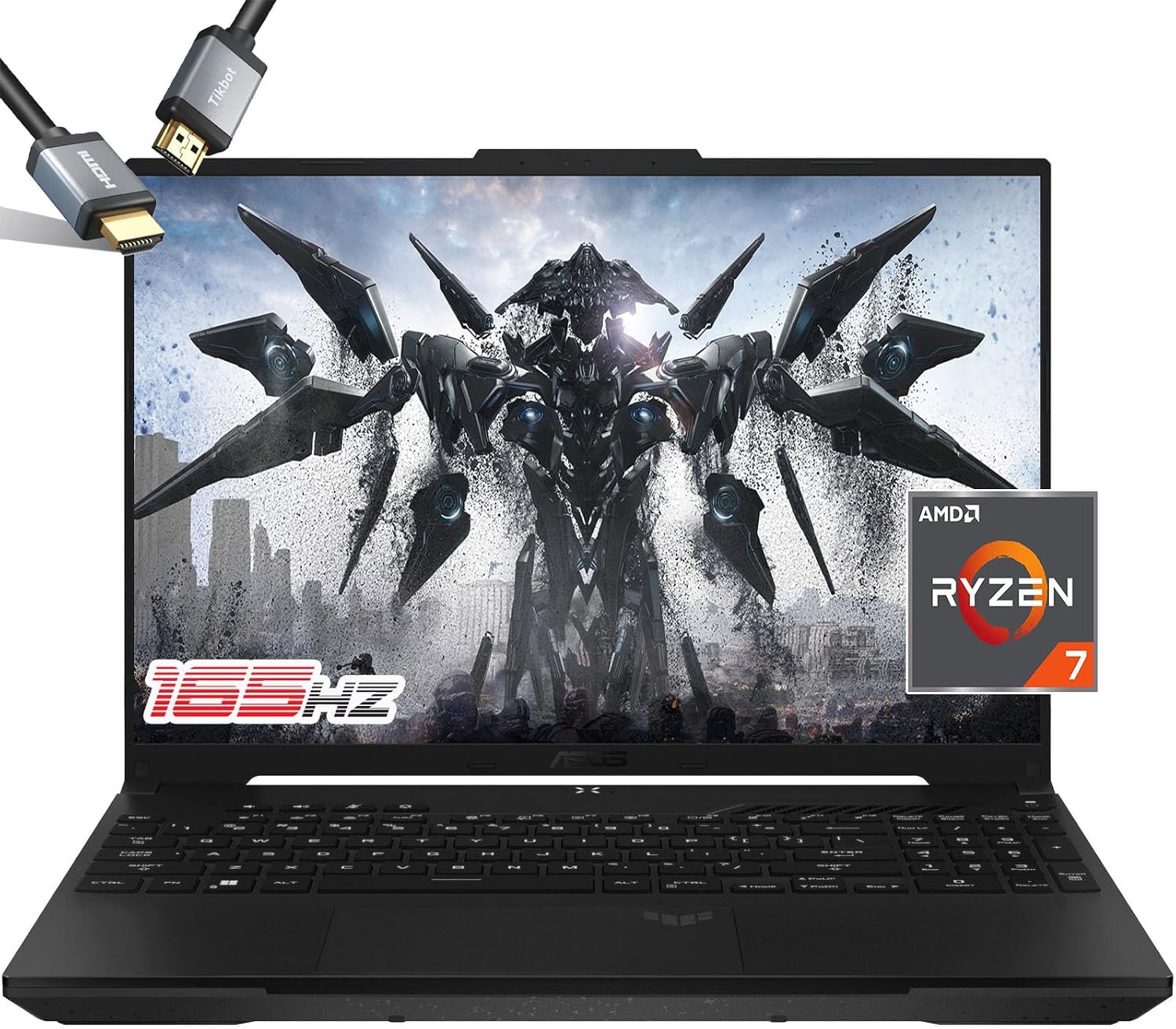 ASUS TUF Gaming A16 Laptop - AMD Ryzen 7 7735HS - RX7700S Beat RTX 3060-16 WUXGA 165Hz Display - RGB Backlit Keyboard - Thunderbolt 4 - Webcam - HDMI Cable - 2024 (64GB RAM |4TB PCIe SSD)