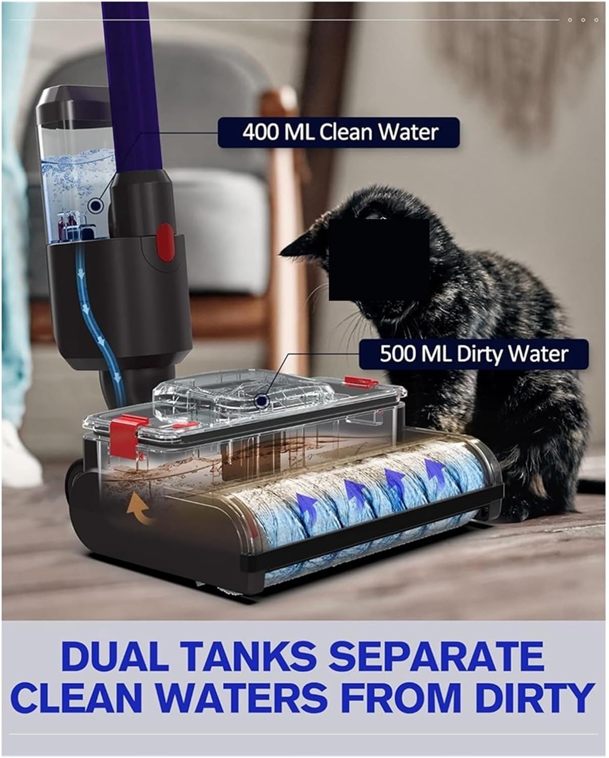 Electric Wet Dry Mopping Head ，Compatible for Dyson ，V15 V8 V7 V10 V11 Vacuum Cleaner Automatic Cleaning Roller Brush for Hard Floors