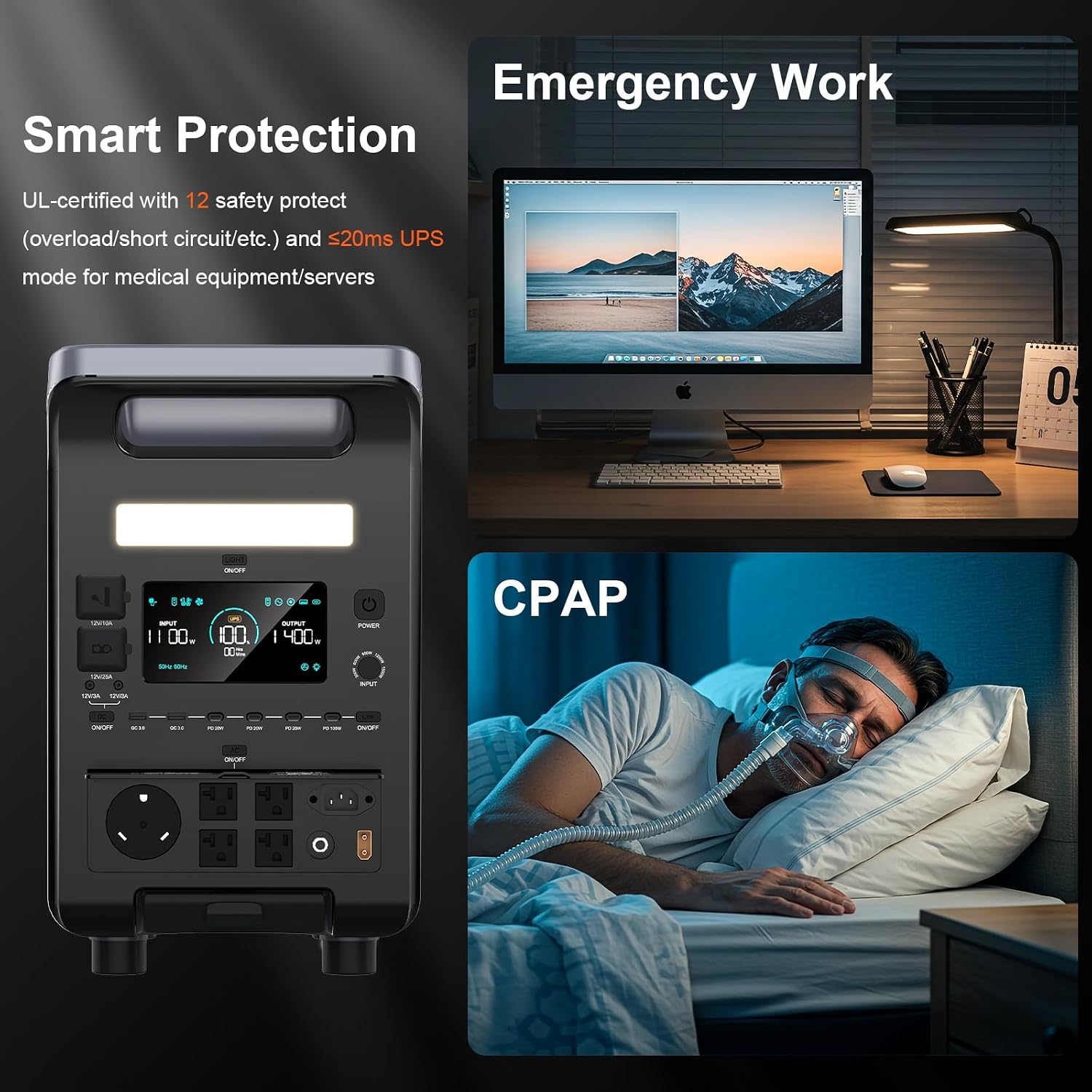 SolarPlay Q3600 3600W/3840Wh Portable Power Station With 200W Solar Panel, 2.5Hrs Fast Charging Solar Generator with LiFePO4 Battery, 5500W Surge Emergency Power for Home Backup, RV, Camping
