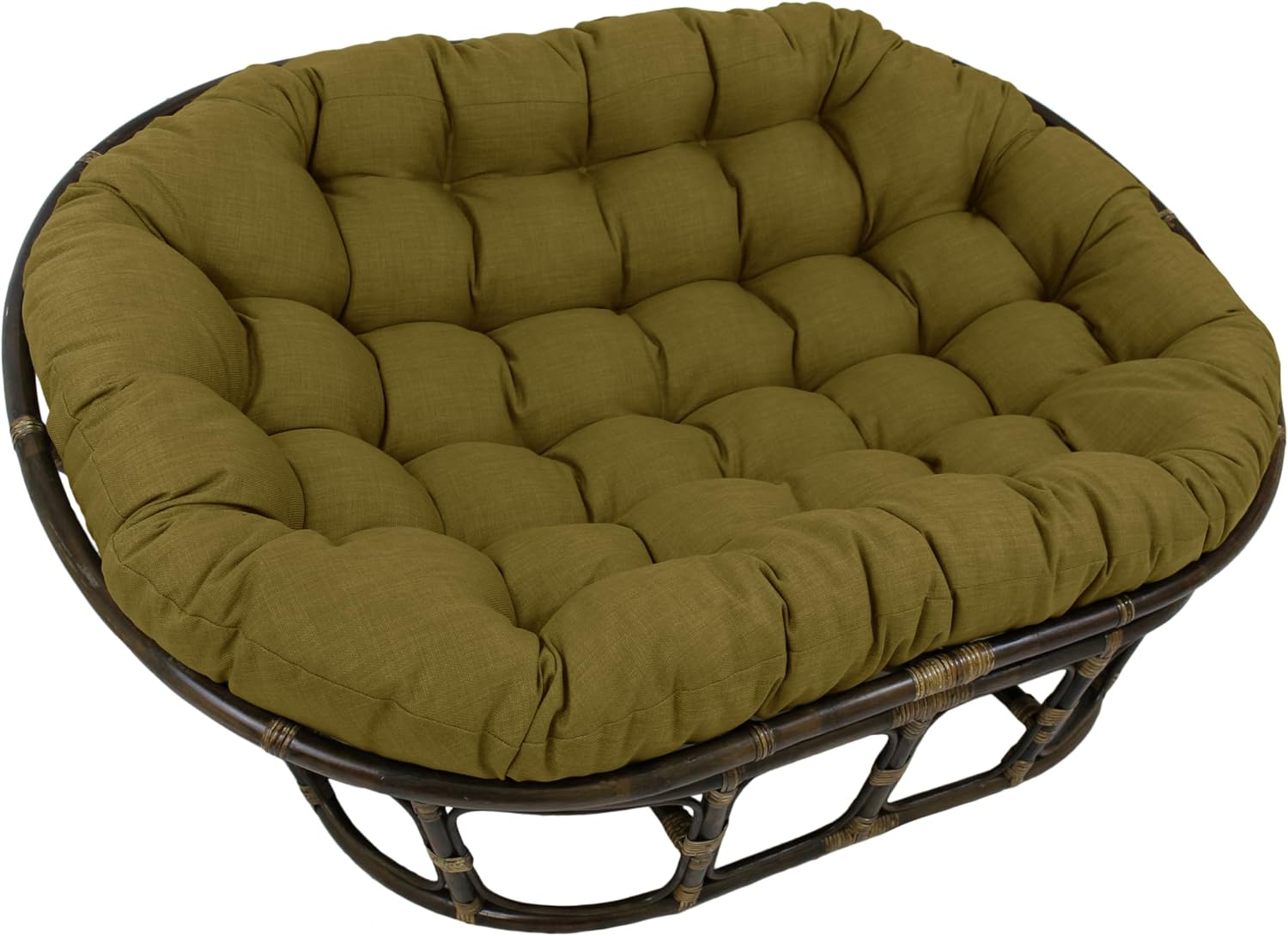 Blazing Needles Solid Outdoor Spun Polyester Double Papasan Cushion, 65' x 48', Avocado