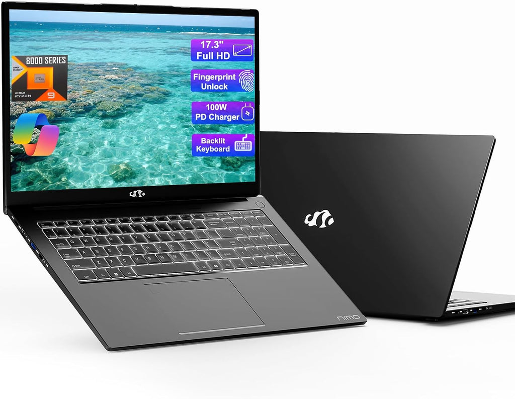 NIMO Gaming-Laptop, 17.3' IPS FHD 1080P Display, AMD Ryzen 9 8945HS 16GB DDR5 RAM 1TB SSD (Beat i9-13900H Up to 5.2GHz) Radeon 780M GPU, AI PC, 100W Type-C Backlit Keyboard Fingerprint Win 11